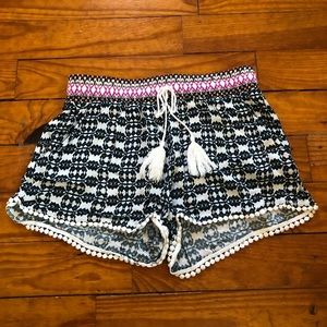 Boho Blue Rain Geometric Pattern Shorts